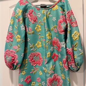 Arianne Elmy Teal and Gold Floral Dress